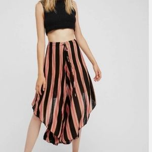 Free People Black and Pink Striped Pants